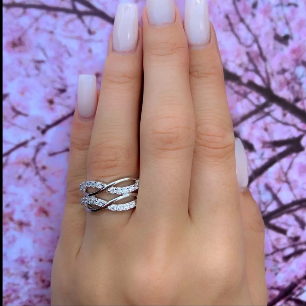 New 925 Silver Multi Layer Weave Diamond Ring 💍 - Picture 2 of 5